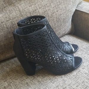 New Report Peep Toe Laser Cut Booties